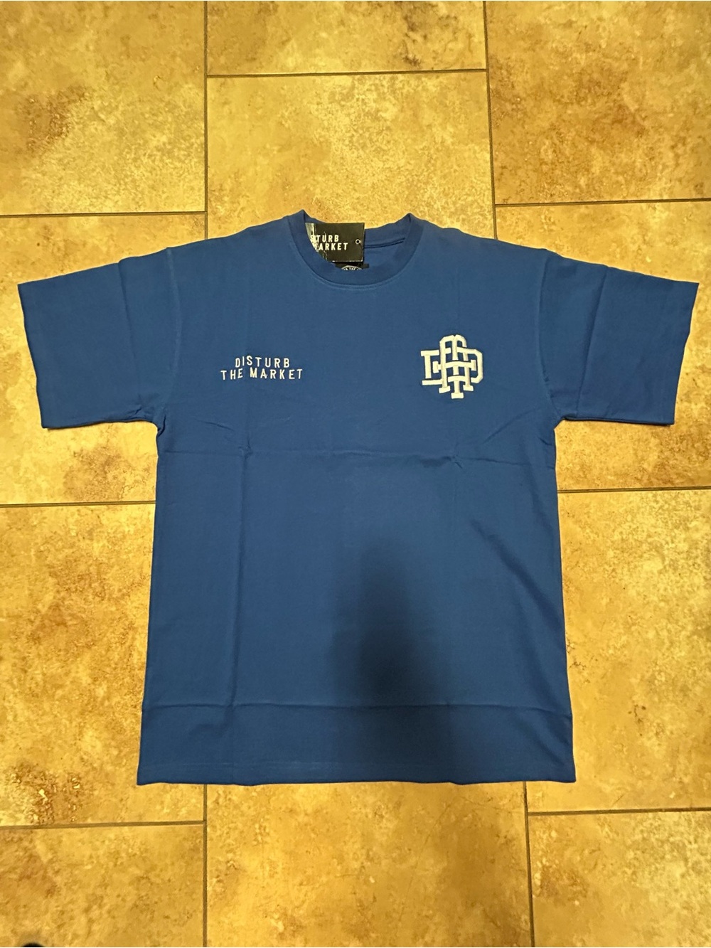 Blue Men’s Disturb The Market Crewneck T-Shirt Size Small